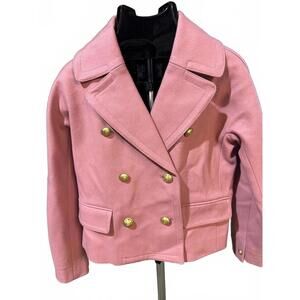 J.Crew Collection Double-Breasted Peacoat Italian Melton Wool Size 2 Pink